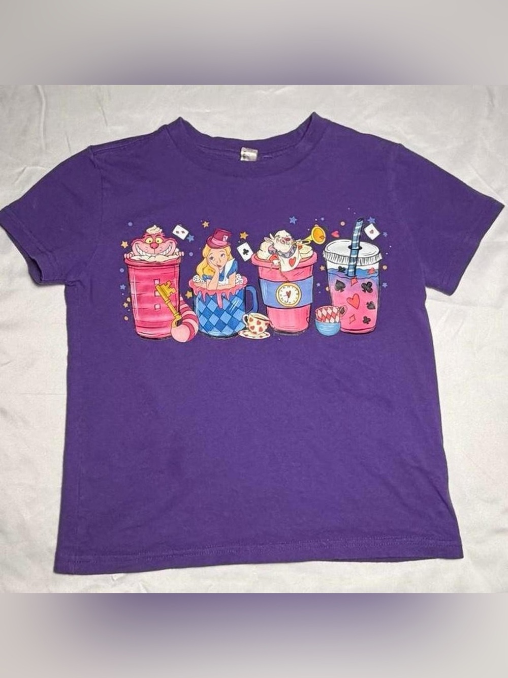 Rabbit Skins Purple Kids' Alice in Wonderland Cup Graphic Tee